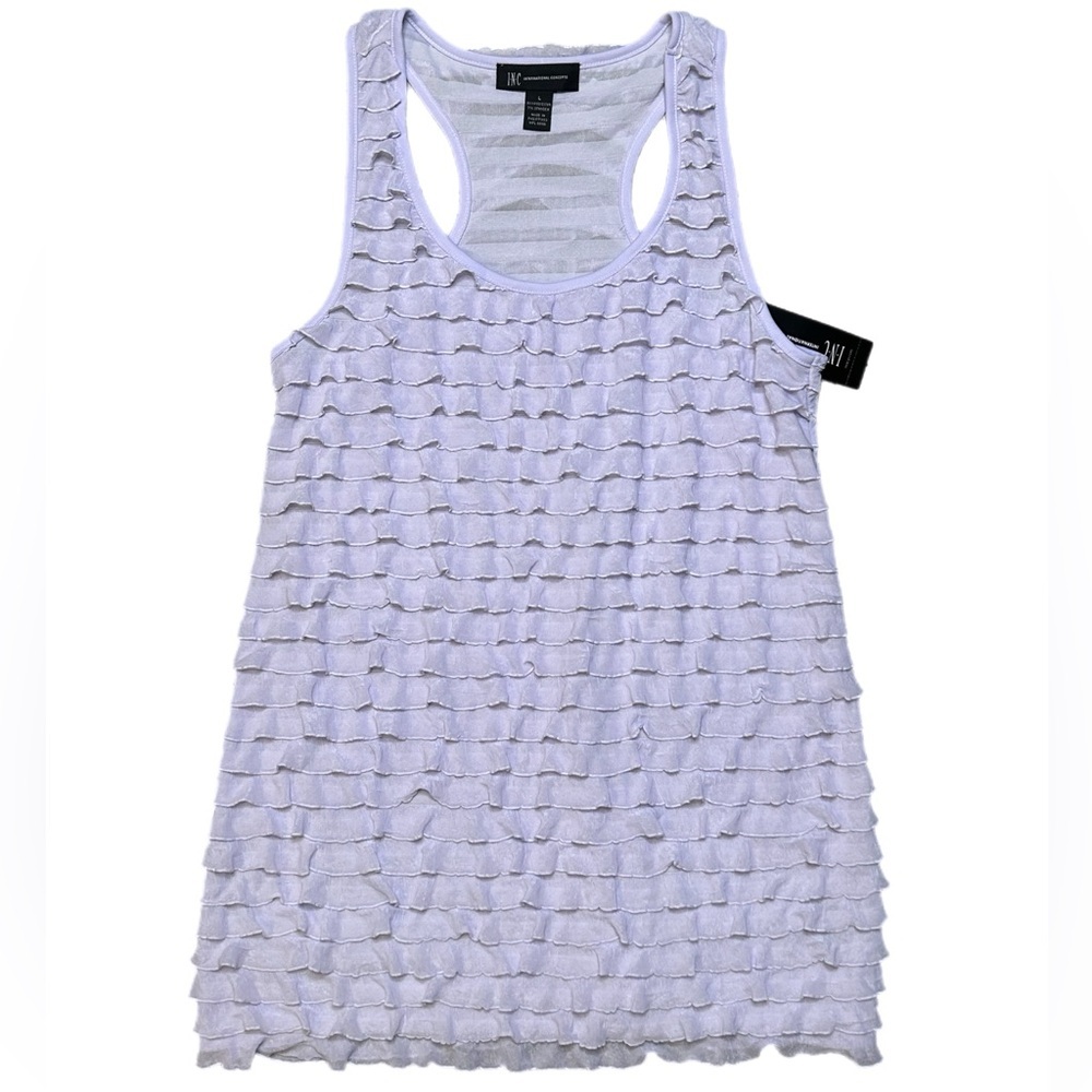 INC International Concepts Lavender Striped Fridged Tank Top